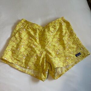 Patagonia Yellow Floral Athletic Shorts